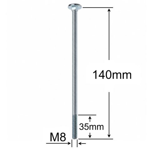 Surub Filet Metric Cap Bombat Torbant M8x140mm DIN 603 Zincat - 50buc/cutie