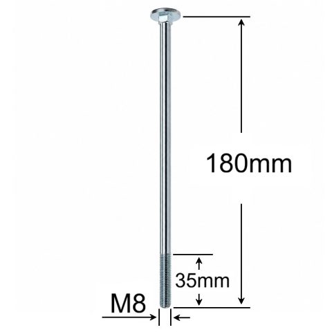 Surub Filet Metric Cap Bombat Torbant M8x180mm DIN 603 Zincat - 50buc/cutie