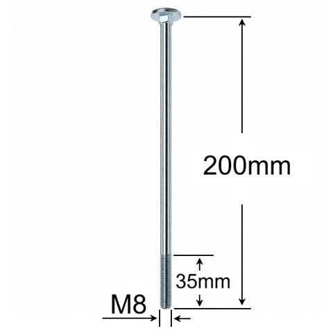 Surub Filet Metric Cap Bombat Torbant M8x200mm DIN 603 Zincat - 50buc/cutie