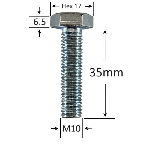 Surub Filet Metric M10x35mm Cap Hexagonal DIN 933 Gr.8.8 Zincat - 50buc/cutie