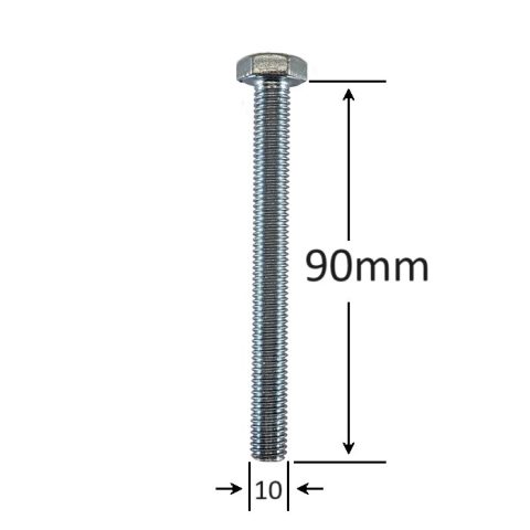 Surub Filet Metric M10x90mm Cap Hexagonal DIN 933 Gr.8.8 Zincat - 50buc/cutie