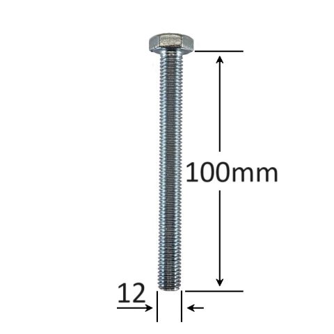 Surub Filet Metric M12x100mm Cap Hexagonal DIN 933 Gr.8.8 Zincat - 20buc/cutie