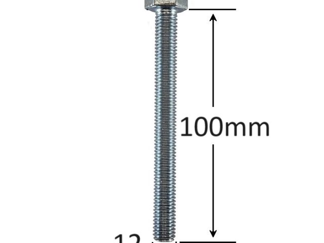 Surub Filet Metric M12x100mm Cap Hexagonal DIN 933 Gr.8.8 Zincat - 20buc/cutie