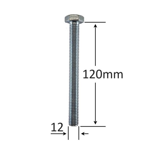 Surub Filet Metric M12x120mm Cap Hexagonal DIN 933 Gr.8.8 Zincat - 15buc/cutie