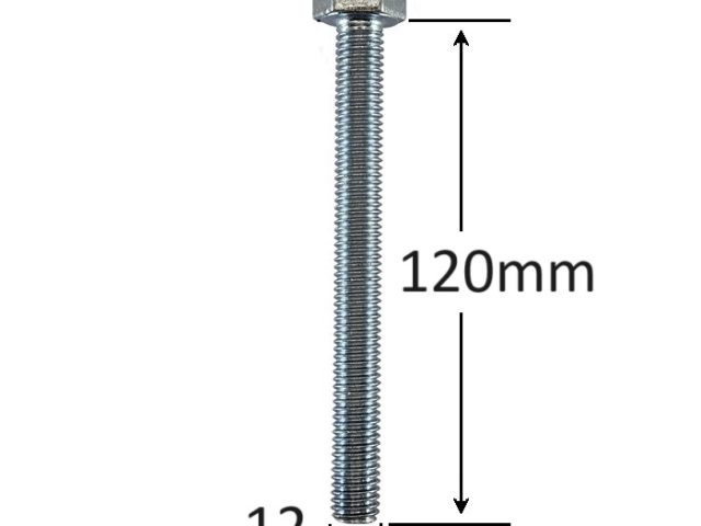 Surub Filet Metric M12x120mm Cap Hexagonal DIN 933 Gr.8.8 Zincat - 15buc/cutie