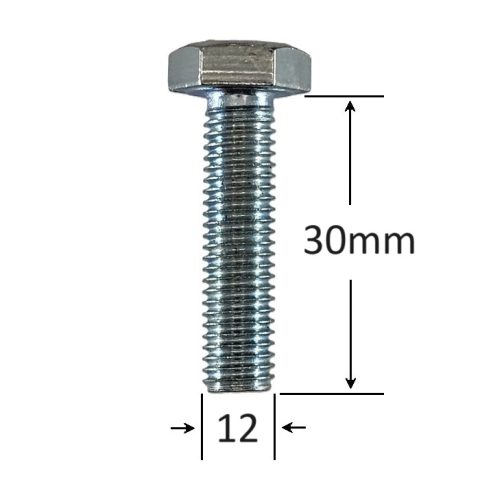 Surub Filet Metric M12x30mm Cap Hexagonal DIN 933 Gr.8.8 Zincat - 50buc/cutie
