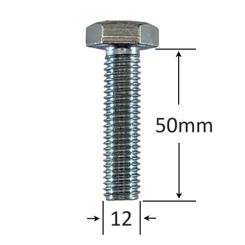 Surub Filet Metric M12x50mm Cap Hexagonal DIN 933 Gr.8.8 Zincat - 50buc/cutie
