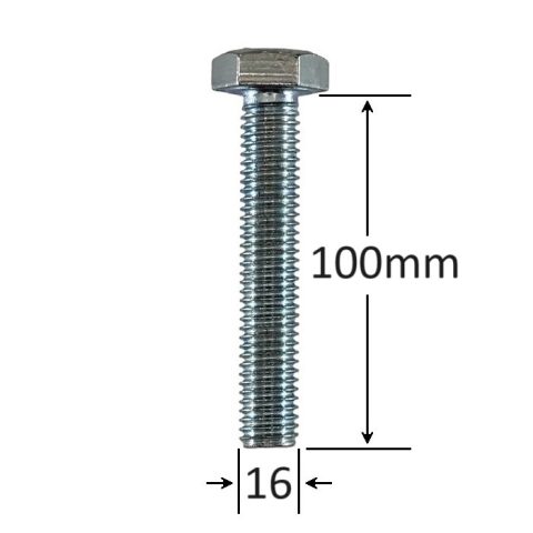 Surub Filet Metric M16x100mm Cap Hexagonal DIN 933 Gr.8.8 Zincat - 25buc/cutie