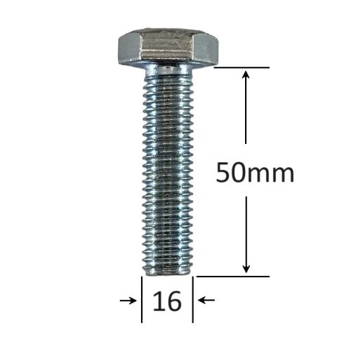 Surub Filet Metric M16x50mm Cap Hexagonal DIN 933 Gr.8.8 Zincat - 20buc/cutie
