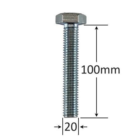 Surub Filet Metric M20x100mm Cap Hexagonal DIN 933 Gr.8.8 Zincat - 25buc/cutie