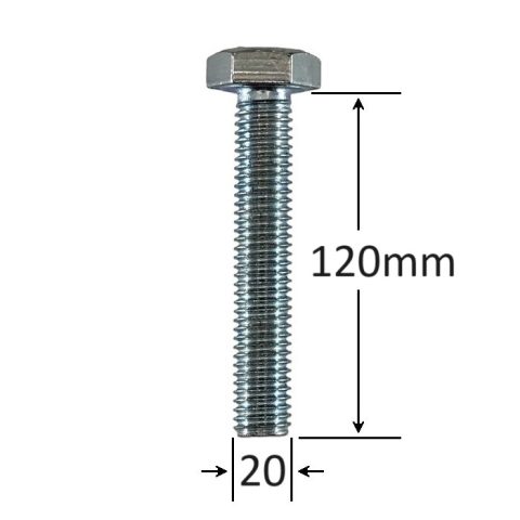 Surub Filet Metric M20x120mm Cap Hexagonal DIN 933 Gr.8.8 Zincat - 20buc/cutie