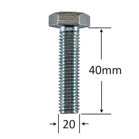Surub Filet Metric M20x40mm Cap Hexagonal DIN 933 Gr.8.8 Zincat - 25buc/cutie