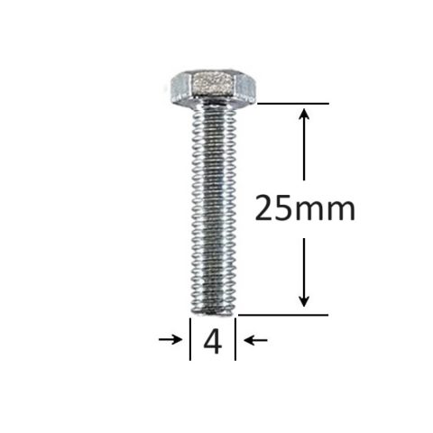 Surub Filet Metric M4x25mm Cap Hexagonal DIN 933 Gr.8.8 Zincat - 500buc/cutie