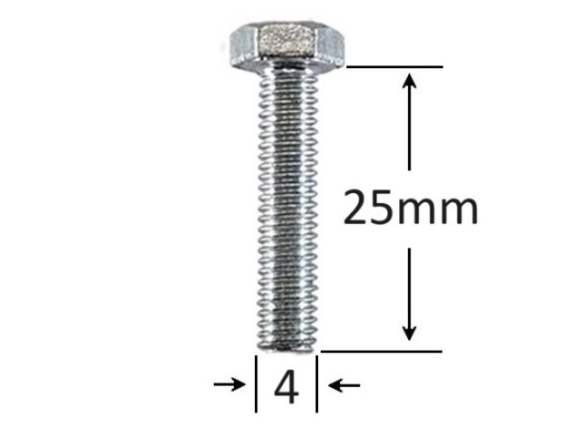 Surub Filet Metric M4x25mm Cap Hexagonal DIN 933 Gr.8.8 Zincat - 500buc/cutie
