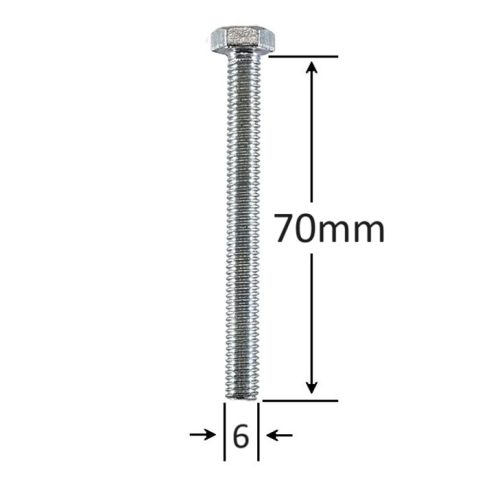 Surub Filet Metric M6x70mm Cap Hexagonal DIN 933 Gr.8.8 Zincat - 100buc/cutie