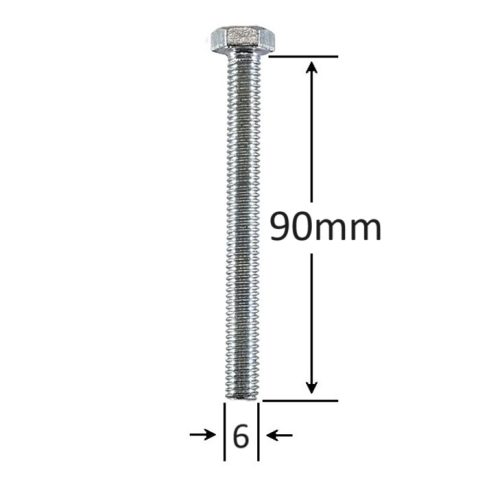 Surub Filet Metric M6x90mm Cap Hexagonal DIN 933 Gr.8.8 Zincat - 100buc/cutie