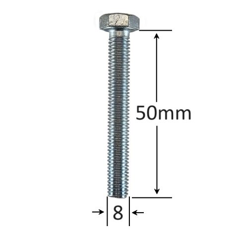 Surub Filet Metric M8x50mm Cap Hexagonal DIN 933 Gr.8.8 Zincat - 50buc/cutie