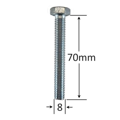 Surub Filet Metric M8x70mm Cap Hexagonal DIN 933 Gr.8.8 Zincat - 50buc/cutie