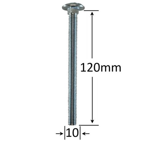 Surub Filet Metric Cap Bombat Torbant M10x120mm DIN 603 Zincat - 50buc/cutie