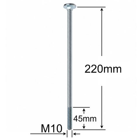 Surub Filet Metric Cap Bombat Torbant M10x220mm DIN 603 Zincat - 25buc/cutie