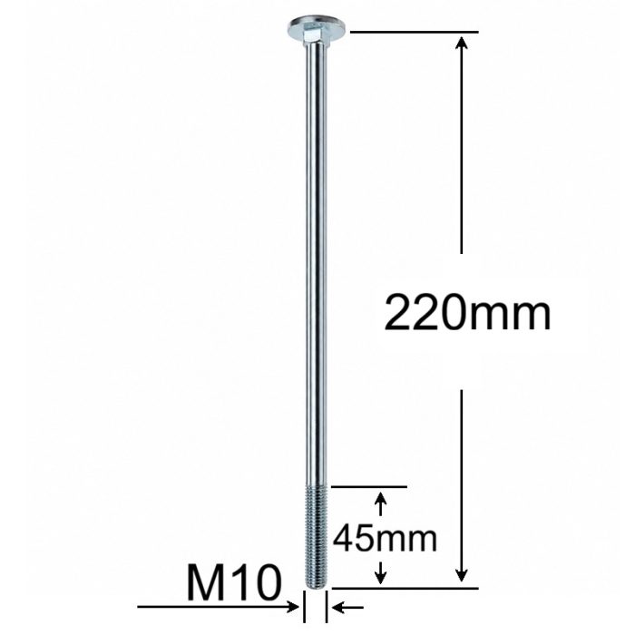 Surub Filet Metric Cap Bombat Torbant M10x220mm DIN 603 Zincat - 25buc/cutie