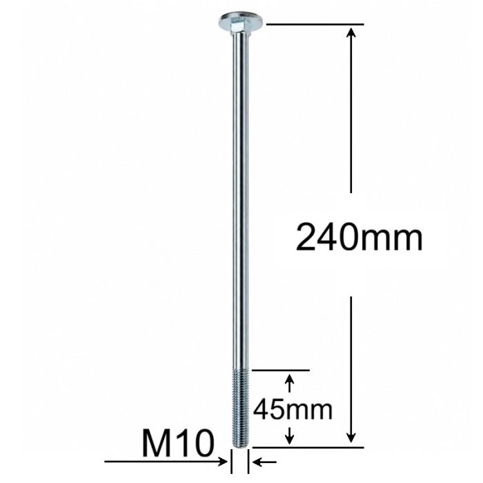 Surub Filet Metric Cap Bombat Torbant M10x240mm DIN 603 Zincat - 25buc/cutie