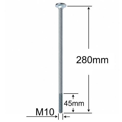 Surub Filet Metric Cap Bombat Torbant M10x280mm DIN 603 Zincat - 25buc/cutie