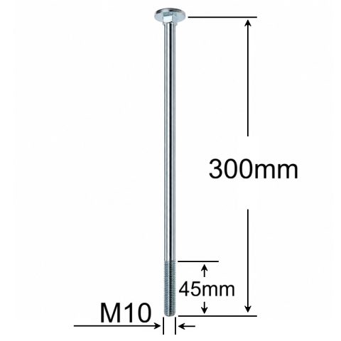 Surub Filet Metric Cap Bombat Torbant M10x300mm DIN 603 Zincat - 25buc/cutie