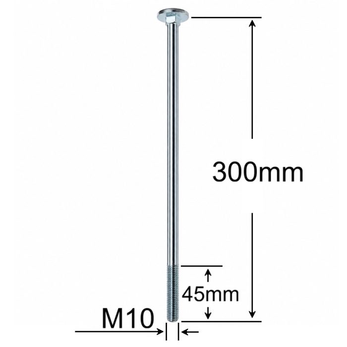 Surub Filet Metric Cap Bombat Torbant M10x300mm DIN 603 Zincat - 25buc/cutie