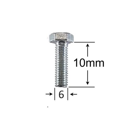 Surub Filet Metric M6x10mm Cap Hexagonal DIN 933 Gr.8.8 Zincat - 250buc/cutie