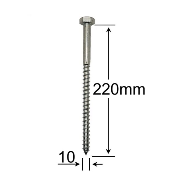 Holsurub Lemn Cap Hexagonal 10x220 a