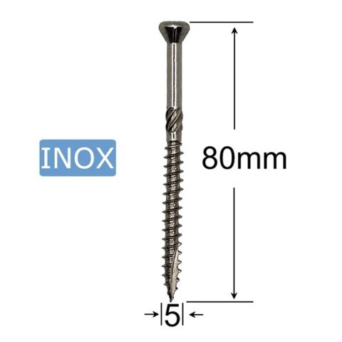 Surub Dulgherie Inox 5x80mm Cap Inecat Torx TX25 - 100buc/cutie