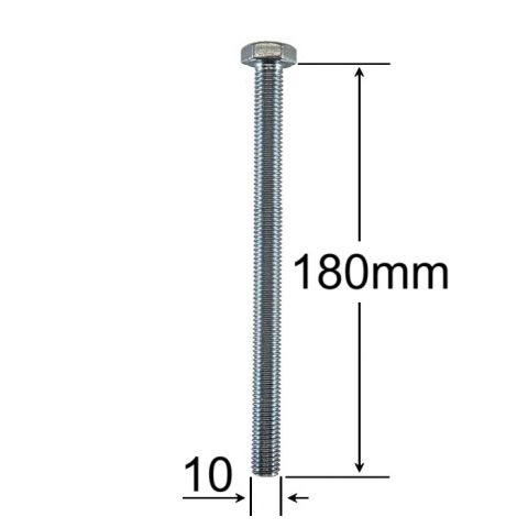 Surub Filet Metric M10x180mm Cap Hexagonal DIN 933 Gr.8.8 Zincat - 25buc/cutie