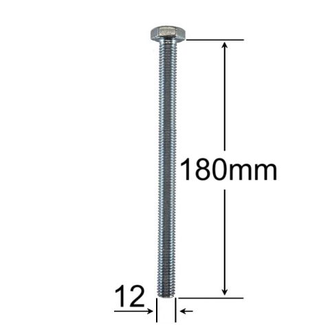 Surub Filet Metric M12x180mm Cap Hexagonal DIN 933 Gr.8.8 Zincat - 10buc/cutie