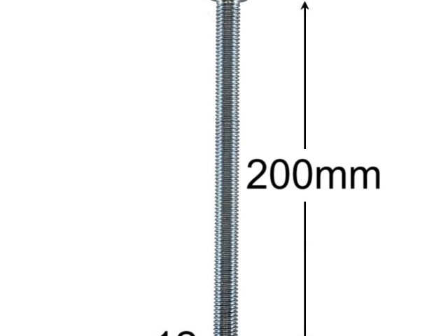 Surub Filet Metric M12x200mm Cap Hexagonal DIN 933 Gr.8.8 Zincat - 10buc/cutie