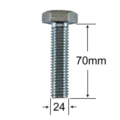 Surub Filet Metric M24x70mm Cap Hexagonal DIN 933 Gr.8.8 Zincat - 10buc/cutie
