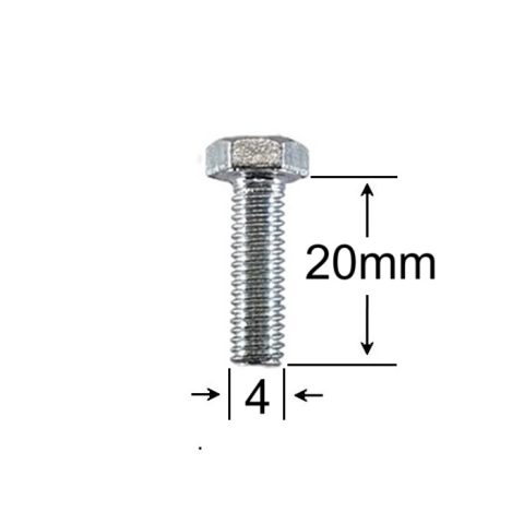 Surub Filet Metric M4x20mm Cap Hexagonal DIN 933 Gr.8.8 Zincat - 500buc/cutie