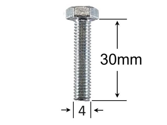 Surub Filet Metric M4x30mm Cap Hexagonal DIN 933 Gr.8.8 Zincat - 100buc/cutie