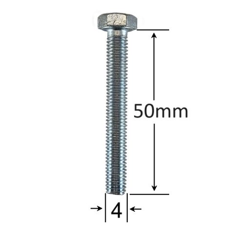 Surub Filet Metric M4x50mm Cap Hexagonal DIN 933 Gr.8.8 Zincat - 100buc/cutie