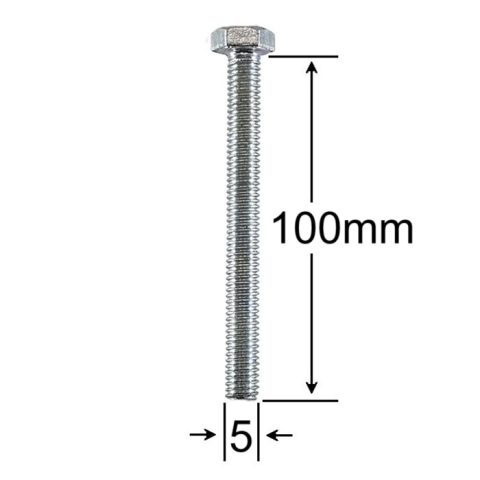 Surub Filet Metric M5x100mm Cap Hexagonal DIN 933 Gr.8.8 Zincat - 50buc/cutie