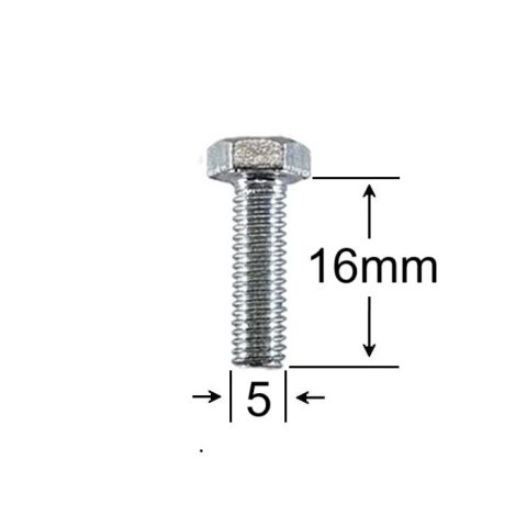 Surub Filet Metric M5x16mm Cap Hexagonal DIN 933 Gr.8.8 Zincat - 250buc/cutie