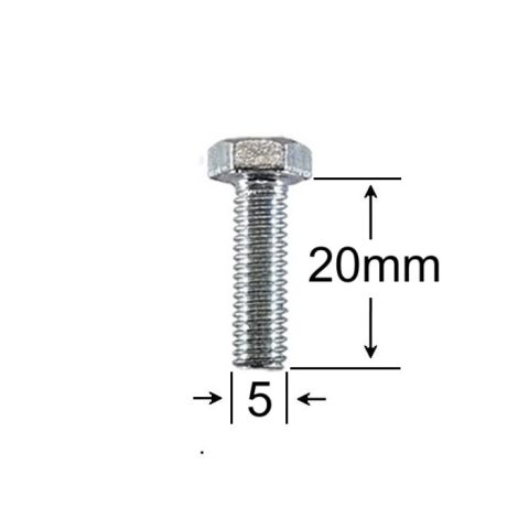Surub Filet Metric M5x20mm Cap Hexagonal DIN 933 Gr.8.8 Zincat - 250buc/cutie