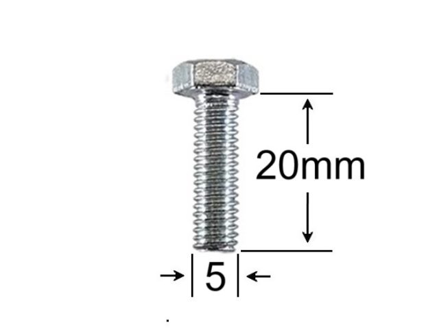 Surub Filet Metric M5x20mm Cap Hexagonal DIN 933 Gr.8.8 Zincat - 250buc/cutie