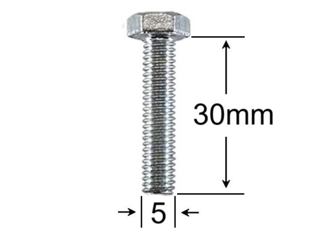 Surub Filet Metric M5x30mm Cap Hexagonal DIN 933 Gr.8.8 Zincat - 100buc/cutie