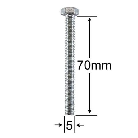 Surub Filet Metric M5x70mm Cap Hexagonal DIN 933 Gr.8.8 Zincat - 100buc/cutie