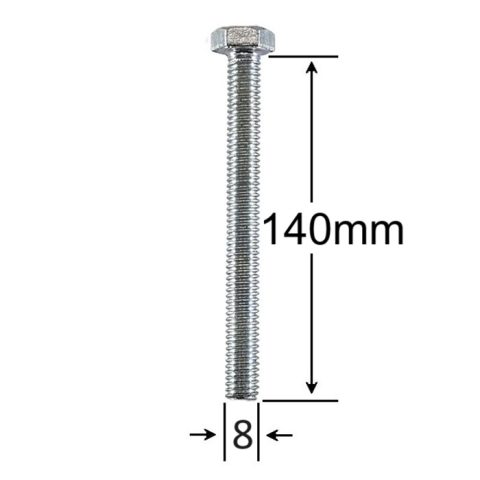 Surub Filet Metric M8x140mm Cap Hexagonal DIN 933 Gr.8.8 Zincat - 25buc/cutie