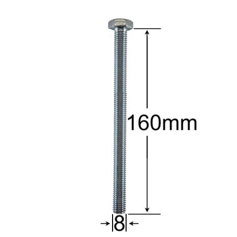 Surub Filet Metric M8x160mm Cap Hexagonal DIN 933 Gr.8.8 Zincat - 25buc/cutie