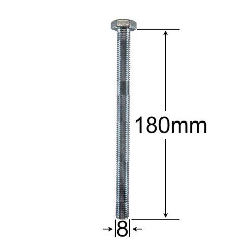 Surub Filet Metric M8x180mm Cap Hexagonal DIN 933 Gr.8.8 Zincat - 25buc/cutie