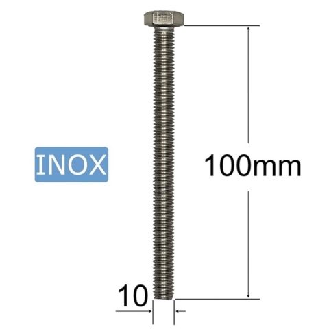 Surub Inox M10x100mm Cap Hexagonal DIN 933 A2 - 20buc/cutie
