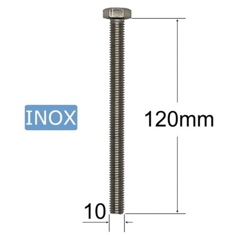 Surub Inox M10x120mm Cap Hexagonal DIN 933 A2 - 10buc/cutie